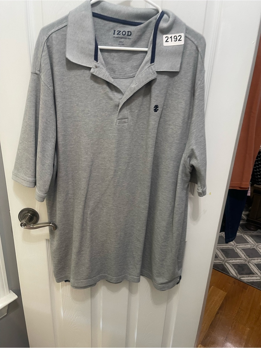 Izod Gray Polo Shirt with Navy Trim
